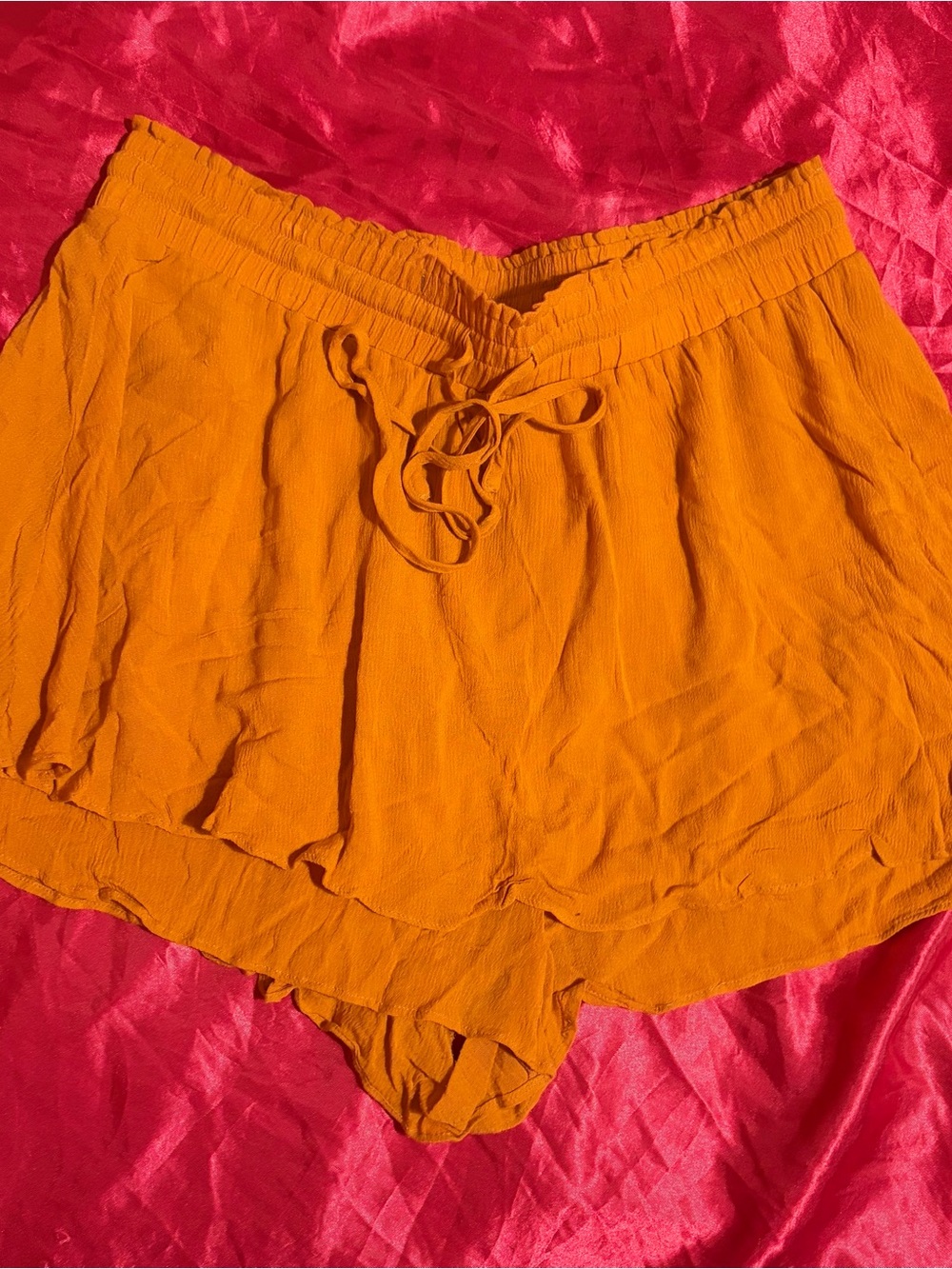 SHEIN Orange Drawstring Casual Women's Shorts